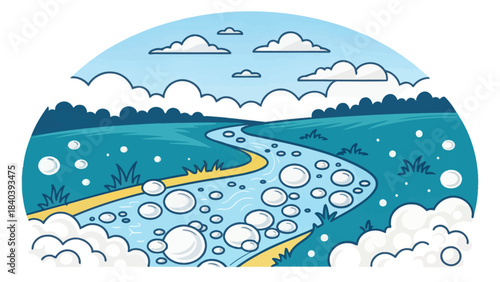 Detergent Foam Pollution in a River