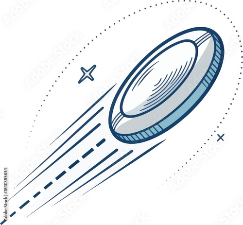 Flying Frisbee Disc in Motion Vector Graphic