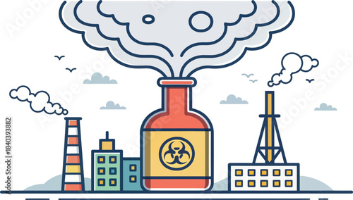 Leaking Chemical Bottle Emitting Toxic Vapors