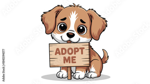 Cartoon Puppy with Adopt Me Sign Find Your Furry Friend and Give Love