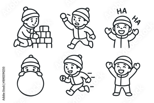 Winter fun activities for children playing in the snow