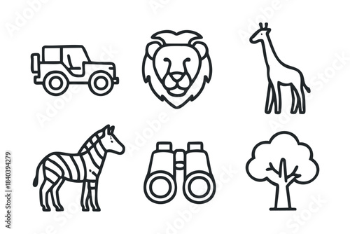 Wildlife safari adventure with animals and jeep in nature