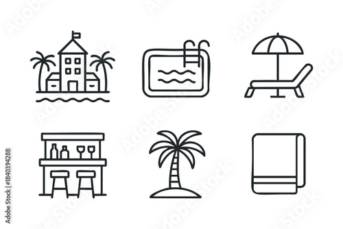 Resort summer vacation with pool and beach for relaxation