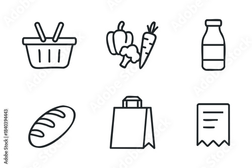 Healthy grocery shopping with fresh produce and essentials