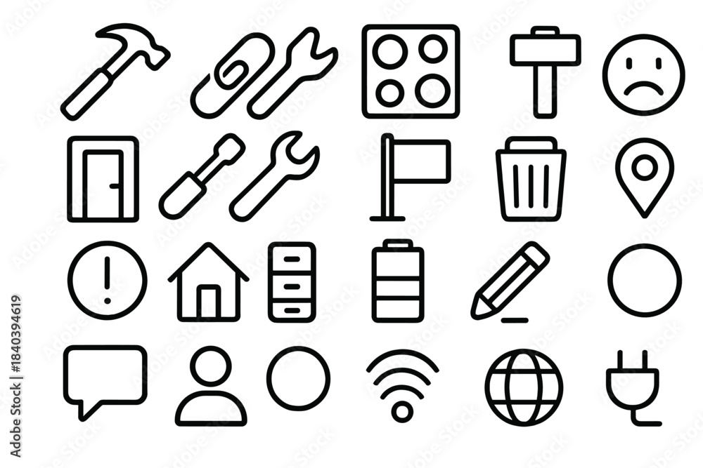 Obraz premium Essential outline user interface icons set for web and mobile application design