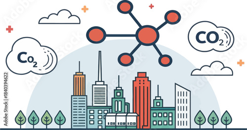 Nitrogen Oxide Chemical Molecule Icon Over Cityscape