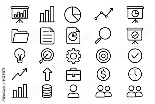 Essential business and finance symbols for data analysis and corporate strategy