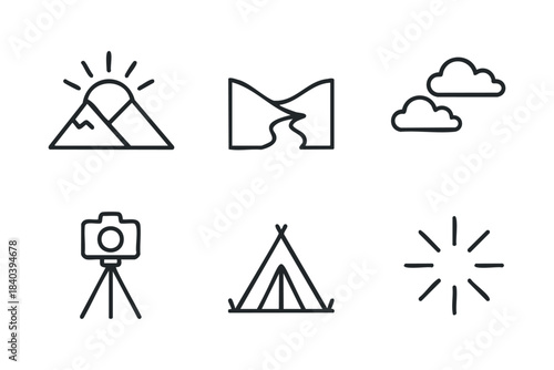 Mountain adventure concept with nature elements for outdoor design