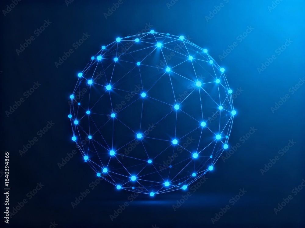 Obraz premium Blue glowing network sphere