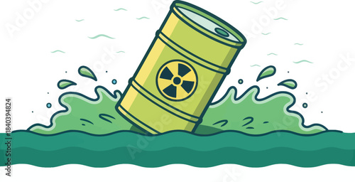 Radioactive Barrel Sinking in Toxic Water