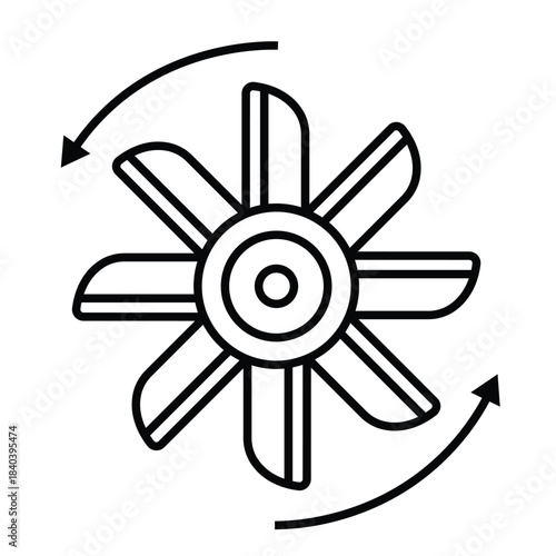 8 air cooler fan blade spinning icon. Propeller fan icon vector. Rotate propeller icon. Fan blade spinning icon. vector illustration. 