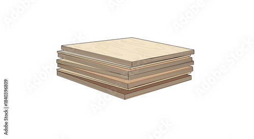Stack of square wooden boards in various natural wood tones  