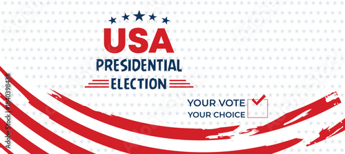 Waving American Flag Curve USA Presidential Election 2026 Voting Banner