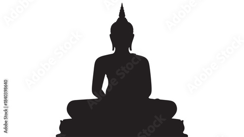 a striking black silhouette of a serene buddha in a meditative pose perfect for design projects on transparent background silhouette high quality professional detailed modern elegant