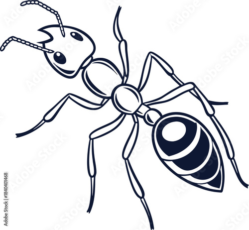 A cute cartoon vector illustration of a funny smiling bee with antennae and honey on a white background, featuring a charming character design perfect for nature and insect themed wildlife