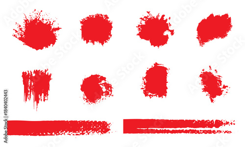 Paint ink splatter, stains set. Splash of paints with drops. High level of tracing and many details. Illustration splash and drip design.