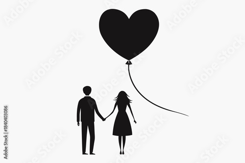 Couple holding a heart vector illustration of love and romance