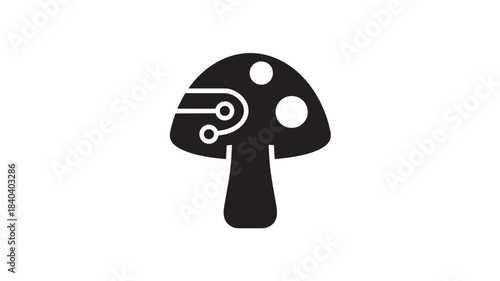 a striking black silhouette of a mushroom featuring integrated circuit details ideal for digital design projects on transparent background silhouette high quality professional detailed modern elegant