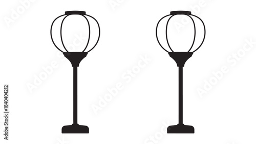 a minimalistic depiction of two elegant black street lamps with rounded tops and slender bases presented as a silhouette on transparent background high quality professional detailed