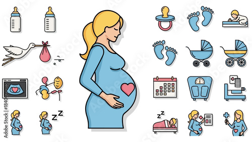 Pregnancy and Baby Icons - A Colorful and Informative Set.