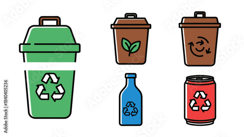 Recycling Bins and Materials - A Visual Guide to Waste Sorting.