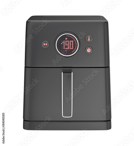 Front view of air fryer on transparent background