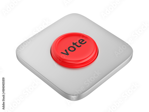 Red round vote button on transparent background