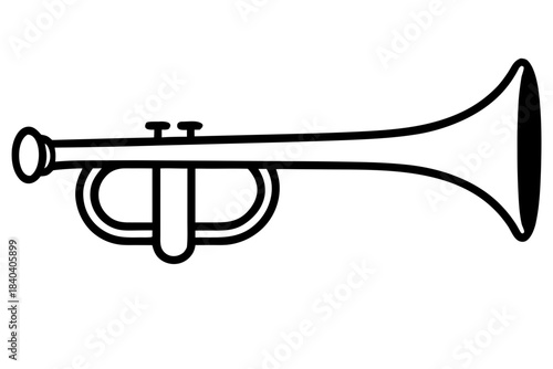 Trumpet outline, music instrument icon black line art symbol 
