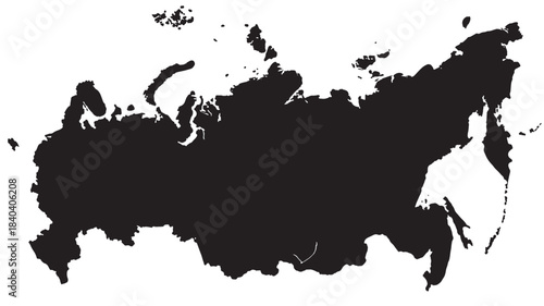 a striking black silhouette of russia s geographical outline representing its vast landmass with artistic flair on transparent background high quality professional detailed modern elegant stylish