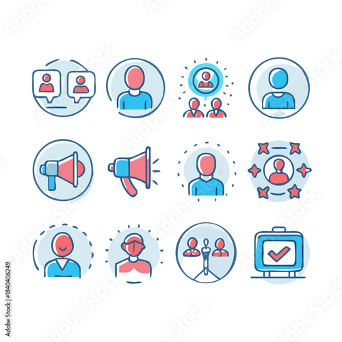 Editable Public Relation Icons – Clean Outline Vector Pack