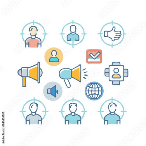 Editable Public Relation Icons – Clean Outline Vector Pack