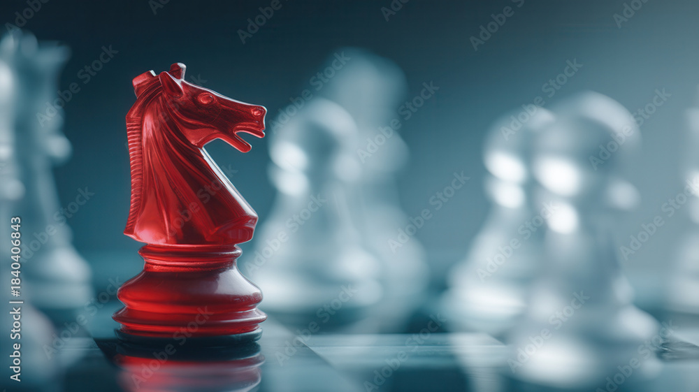 custom made wallpaper toronto digitalRed knight chess piece business concept standing on glass board conveying strategy and confident decision making