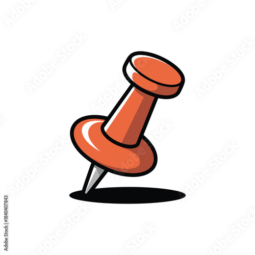 Wallpaper Mural A cartoon push pin with an orange head, a silver point, and a black shadow, on white. Torontodigital.ca