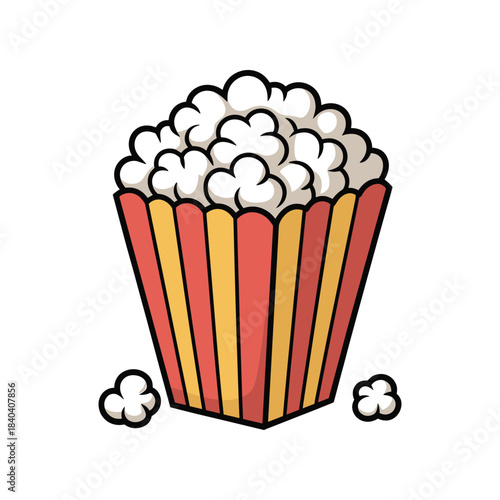 A vibrant and delicious bucket overflowing with freshly popped fluffy popcorn for snack time.