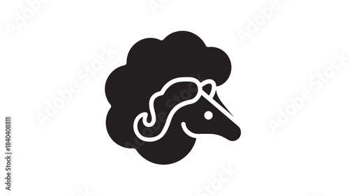 a minimalist black silhouette of a horse head with a flowing mane and a stylized design on transparent background high quality professional detailed modern elegant stylish