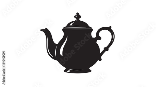 a detailed black silhouette of an ornate teapot with a curved spout and handle perfect for various projects on transparent background high quality professional modern elegant
