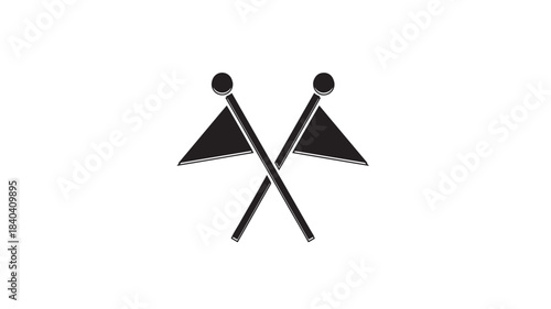 a striking image depicting two crossed flags in a minimalist style rendered as a dark silhouette on transparent background high quality professional detailed modern elegant stylish