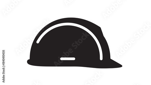 a sleek black construction helmet design presented in a minimalist style perfect for safety and industrial themes on transparent background silhouette high quality professional detailed modern