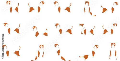 Large Vector Set of Sheep and Lambs in Various Poses, Featuring Brown Wool and Different Angles, Ideal for Farming, Wool, and Agricultural Design Projects.