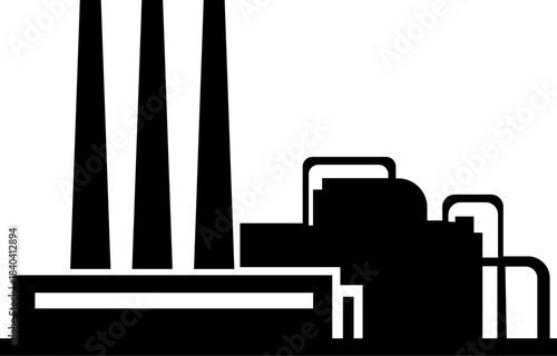 silhouette of a factory with three chimneys