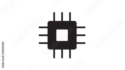 a black integrated circuit chip with multiple pins extending outwards a modern electronic component on transparent background silhouette high quality professional detailed elegant stylish clean crisp