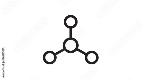 a minimalist line art graphic depicting a central node connected to three peripheral circles on transparent background silhouette high quality professional detailed modern elegant stylish clean