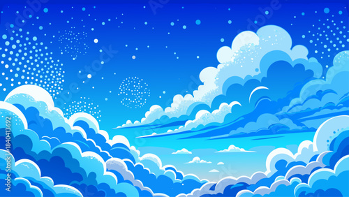 Very beautiful bright blue sky dotted with light white clouds, showcasing airy textures and subtle tones that reflect the gentle overcast style associated with the 2026 design trend.