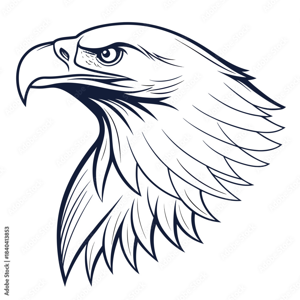 Fototapeta premium Bold line art eagle head profile