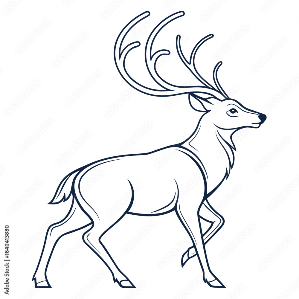 Fototapeta premium Elegant stag with majestic antlers in profile