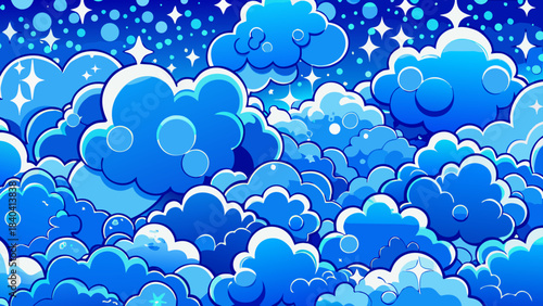 Very beautiful bright blue sky dotted with light white clouds, showcasing airy textures and subtle tones that reflect the gentle overcast style associated with the 2026 design trend.
