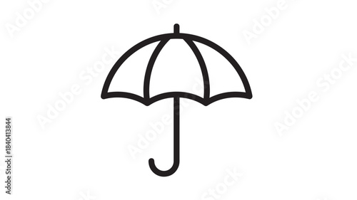 a simple black line art illustration of an open umbrella a weather protection item presented as a silhouette on transparent background high quality professional detailed modern