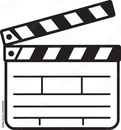 Classic wooden film slate or clapperboard open for marking takes vector illustration