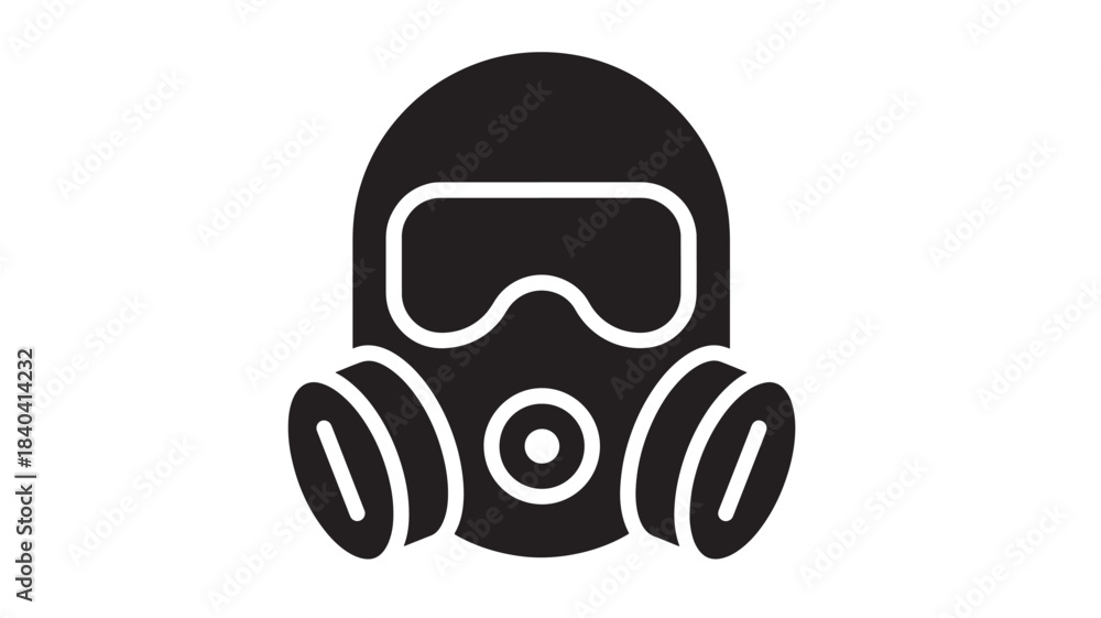 Fototapeta premium A striking black gas mask icon is displayed featuring a rounded shape and filter design on transparent background silhouette high quality professional detailed modern elegant stylish
