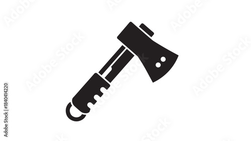 a striking black silhouette of a handheld axe with a wooden handle and sharp blade on transparent background high quality professional detailed modern elegant stylish clean